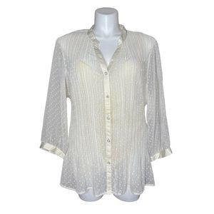 Lane Bryant Sheer Cream Pleated Blouse size 22/24